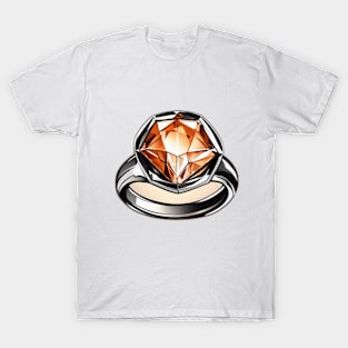 Dazzling Amber Gemstone Ring Illustration No. 634 T-Shirt